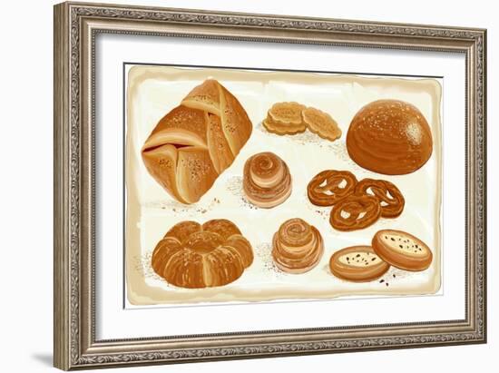 Illustration of Baked Goods and Bread Products. All Objects are Grouped. Eps8-Milovelen-Framed Art Print