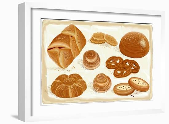 Illustration of Baked Goods and Bread Products. All Objects are Grouped. Eps8-Milovelen-Framed Art Print