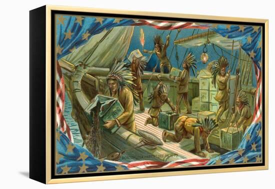 Illustration of Boston Tea Party-null-Framed Stretched Canvas
