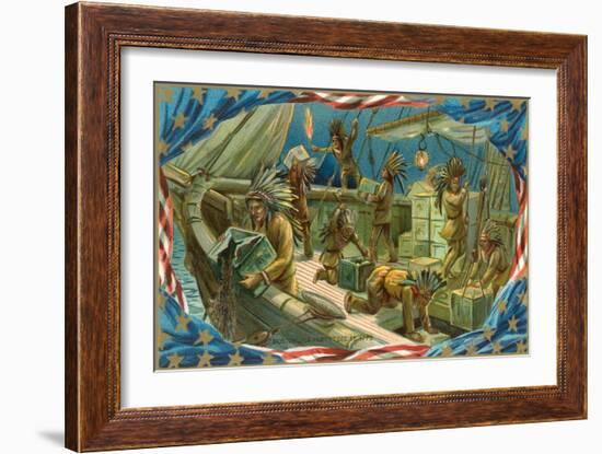 Illustration of Boston Tea Party-null-Framed Art Print