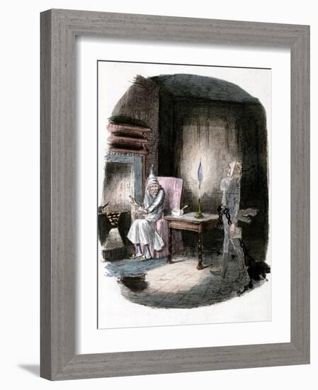 Illustration of Charles Dickens' "A Christmas Carol" Showing Scrooge and Marley's Ghost-null-Framed Photographic Print