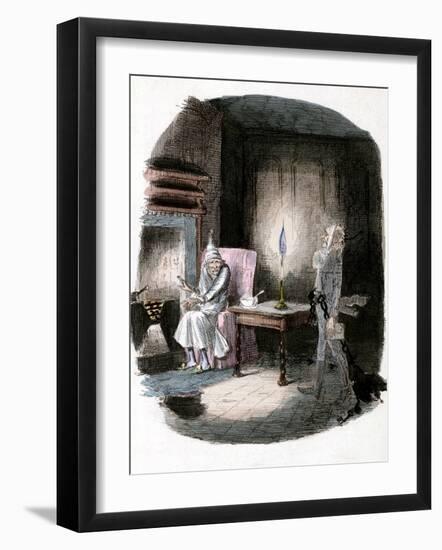 Illustration of Charles Dickens' "A Christmas Carol" Showing Scrooge and Marley's Ghost-null-Framed Photographic Print