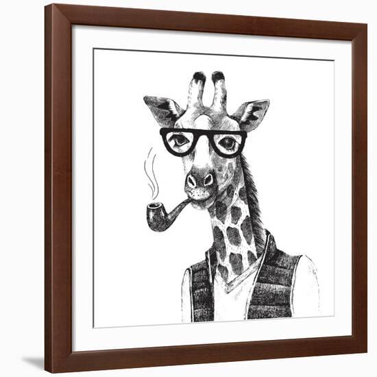 Illustration of Dressed up Giraffe Hipster-mart_m-Framed Art Print