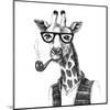 Illustration of Dressed up Giraffe Hipster-mart_m-Mounted Art Print