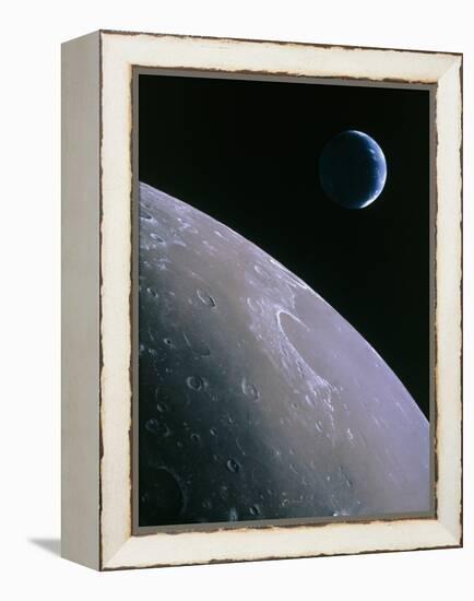 Illustration of Earthrise Seen From Lunar Orbit-Chris Butler-Framed Premier Image Canvas