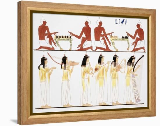 Illustration of Egyptian Frescoes of Game Playing and Music Making by Frederic Cailliaud-Stapleton Collection-Framed Premier Image Canvas