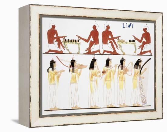Illustration of Egyptian Frescoes of Game Playing and Music Making by Frederic Cailliaud-Stapleton Collection-Framed Premier Image Canvas
