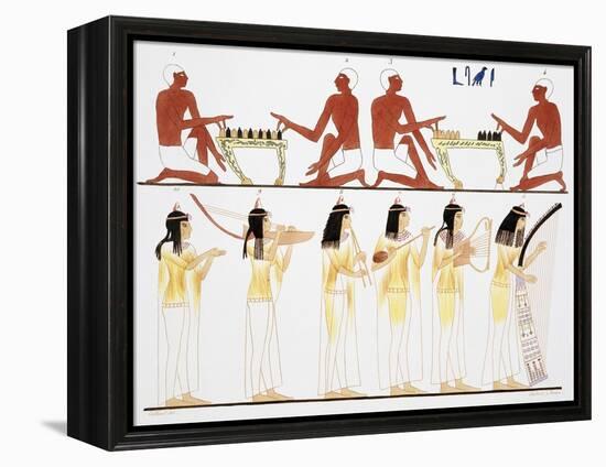 Illustration of Egyptian Frescoes of Game Playing and Music Making by Frederic Cailliaud-Stapleton Collection-Framed Premier Image Canvas