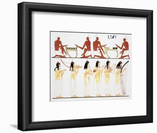 Illustration of Egyptian Frescoes of Game Playing and Music Making by Frederic Cailliaud-Stapleton Collection-Framed Premium Giclee Print