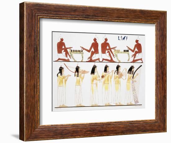 Illustration of Egyptian Frescoes of Game Playing and Music Making by Frederic Cailliaud-Stapleton Collection-Framed Premium Giclee Print