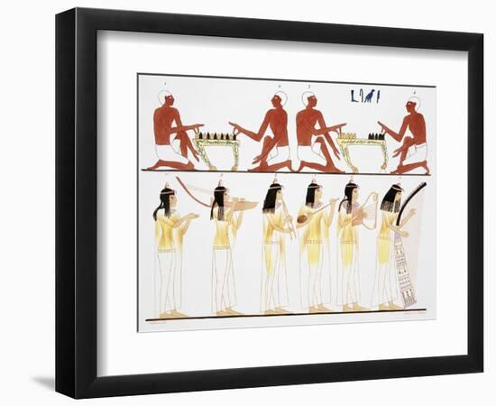 Illustration of Egyptian Frescoes of Game Playing and Music Making by Frederic Cailliaud-Stapleton Collection-Framed Premium Giclee Print