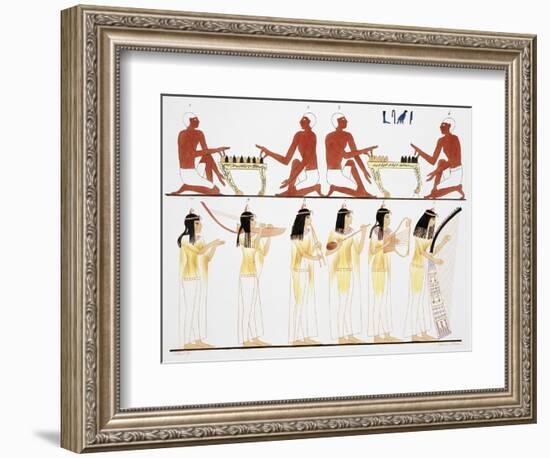 Illustration of Egyptian Frescoes of Game Playing and Music Making by Frederic Cailliaud-Stapleton Collection-Framed Giclee Print