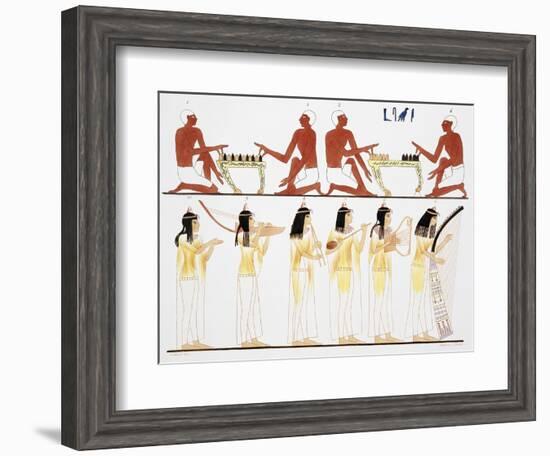 Illustration of Egyptian Frescoes of Game Playing and Music Making by Frederic Cailliaud-Stapleton Collection-Framed Giclee Print