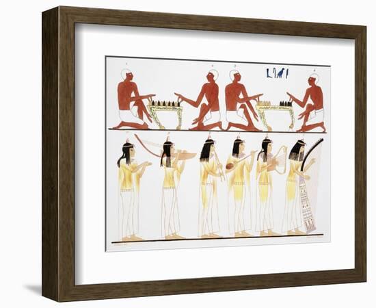 Illustration of Egyptian Frescoes of Game Playing and Music Making by Frederic Cailliaud-Stapleton Collection-Framed Giclee Print