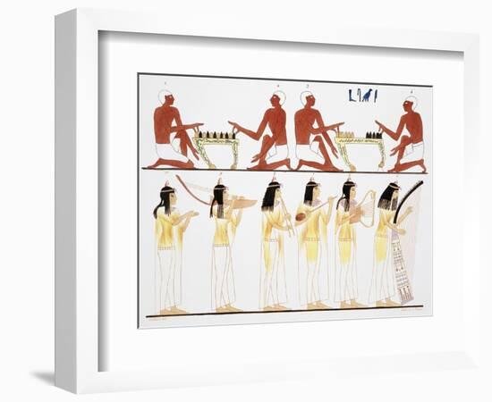 Illustration of Egyptian Frescoes of Game Playing and Music Making by Frederic Cailliaud-Stapleton Collection-Framed Giclee Print