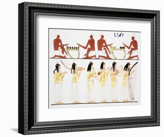 Illustration of Egyptian Frescoes of Game Playing and Music Making by Frederic Cailliaud-Stapleton Collection-Framed Giclee Print