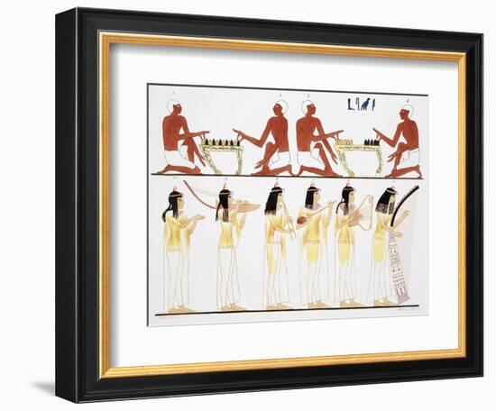 Illustration of Egyptian Frescoes of Game Playing and Music Making by Frederic Cailliaud-Stapleton Collection-Framed Giclee Print