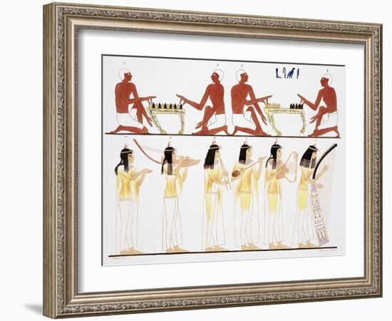 Illustration of Egyptian Frescoes of Game Playing and Music Making by Frederic Cailliaud-Stapleton Collection-Framed Giclee Print