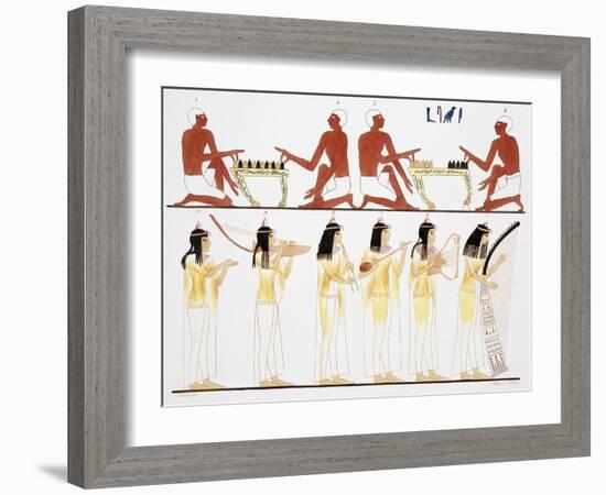 Illustration of Egyptian Frescoes of Game Playing and Music Making by Frederic Cailliaud-Stapleton Collection-Framed Giclee Print