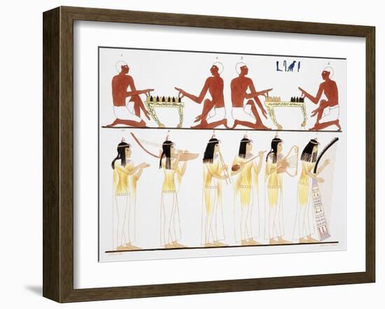 Illustration of Egyptian Frescoes of Game Playing and Music Making by Frederic Cailliaud-Stapleton Collection-Framed Giclee Print