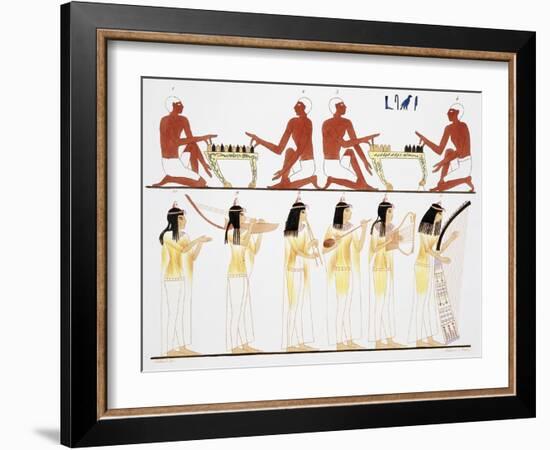 Illustration of Egyptian Frescoes of Game Playing and Music Making by Frederic Cailliaud-Stapleton Collection-Framed Giclee Print