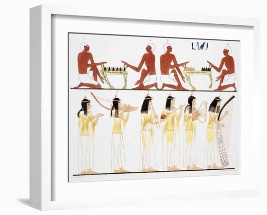 Illustration of Egyptian Frescoes of Game Playing and Music Making by Frederic Cailliaud-Stapleton Collection-Framed Giclee Print