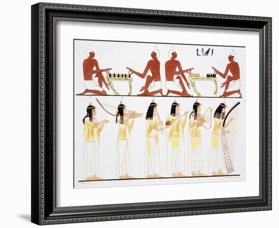 Illustration of Egyptian Frescoes of Game Playing and Music Making by Frederic Cailliaud-Stapleton Collection-Framed Giclee Print