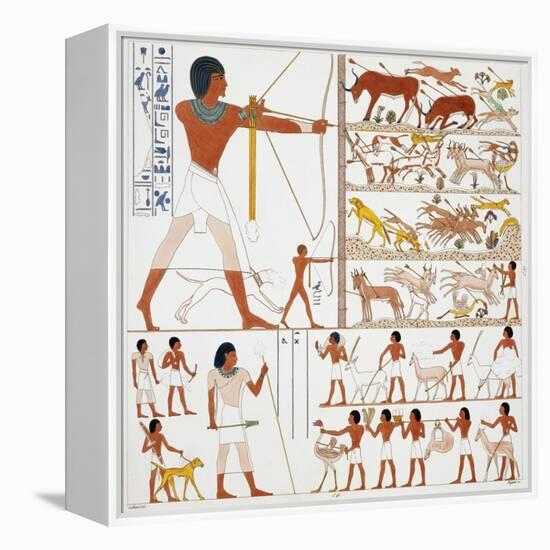 Illustration of Egyptian Frescoes of Hunting Scenes by Frederic Cailliaud-Stapleton Collection-Framed Premier Image Canvas