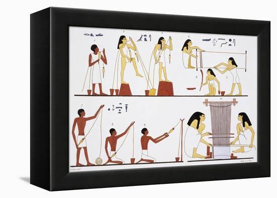 Illustration of Egyptian Frescoes of Spinning Thread and Weaving by Frederic Cailliaud-Stapleton Collection-Framed Premier Image Canvas