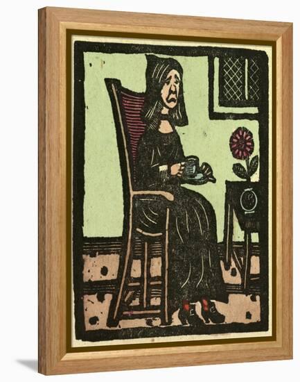 Illustration of English Tales Folk Tales and Ballads. a Woman Drinking a Cup of Tea-null-Framed Premier Image Canvas