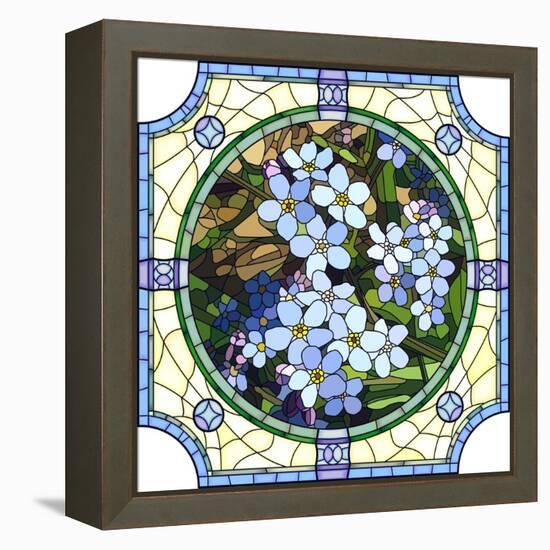 Illustration of Flower Blue Forget-Me-Not-Vertyr-Framed Stretched Canvas