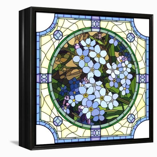 Illustration of Flower Blue Forget-Me-Not-Vertyr-Framed Stretched Canvas