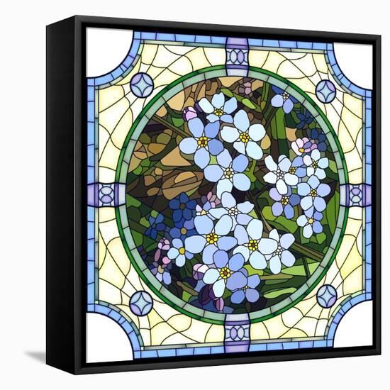 Illustration of Flower Blue Forget-Me-Not-Vertyr-Framed Stretched Canvas