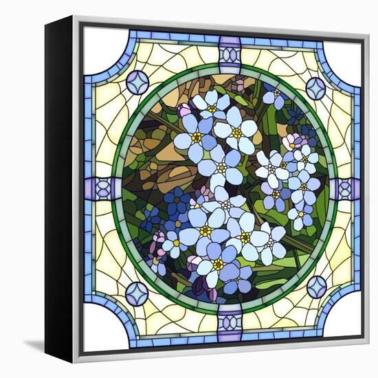 Illustration of Flower Blue Forget-Me-Not-Vertyr-Framed Stretched Canvas