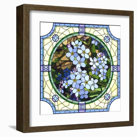 Illustration of Flower Blue Forget-Me-Not-Vertyr-Framed Art Print