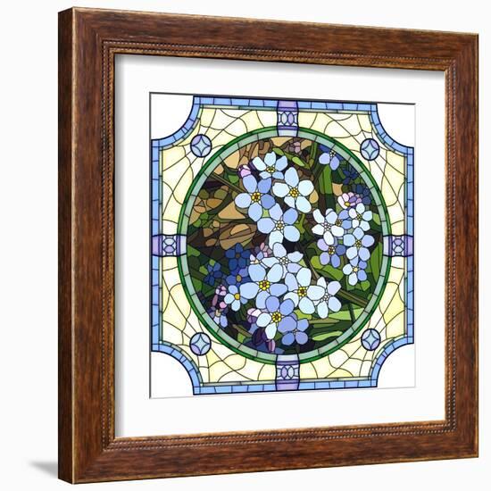 Illustration of Flower Blue Forget-Me-Not-Vertyr-Framed Art Print