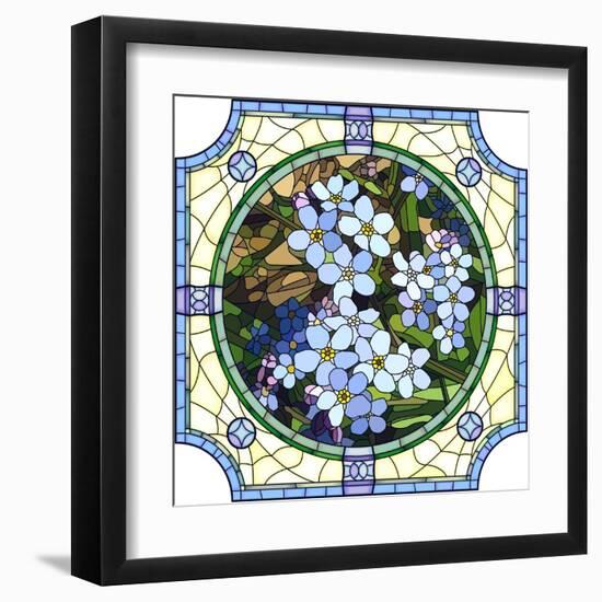 Illustration of Flower Blue Forget-Me-Not-Vertyr-Framed Art Print