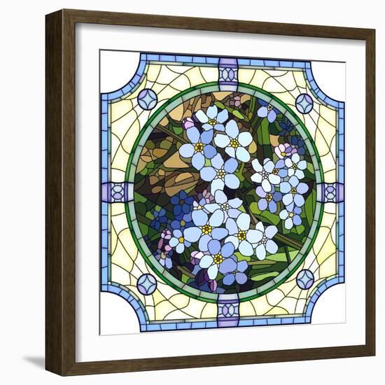 Illustration of Flower Blue Forget-Me-Not-Vertyr-Framed Art Print