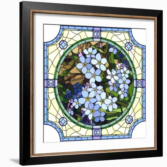 Illustration of Flower Blue Forget-Me-Not-Vertyr-Framed Art Print