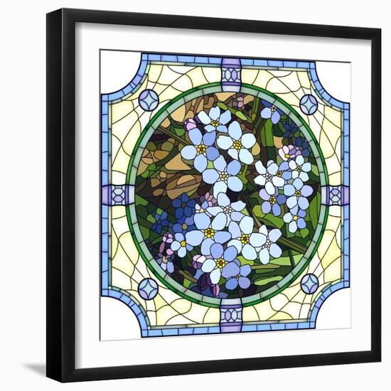 Illustration of Flower Blue Forget-Me-Not-Vertyr-Framed Art Print