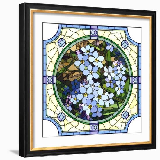 Illustration of Flower Blue Forget-Me-Not-Vertyr-Framed Art Print