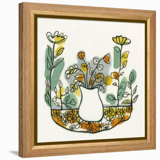 Illustration of Flowers in Vase on Flowerbed-Marie Bertrand-Framed Premier Image Canvas