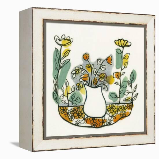 Illustration of Flowers in Vase on Flowerbed-Marie Bertrand-Framed Premier Image Canvas