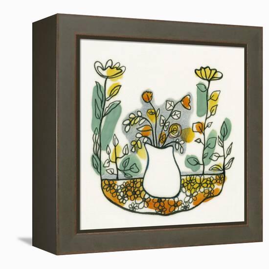 Illustration of Flowers in Vase on Flowerbed-Marie Bertrand-Framed Premier Image Canvas