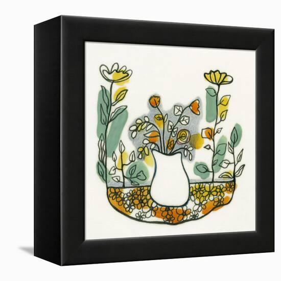 Illustration of Flowers in Vase on Flowerbed-Marie Bertrand-Framed Premier Image Canvas