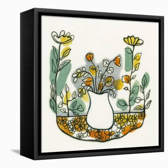 Illustration of Flowers in Vase on Flowerbed-Marie Bertrand-Framed Premier Image Canvas