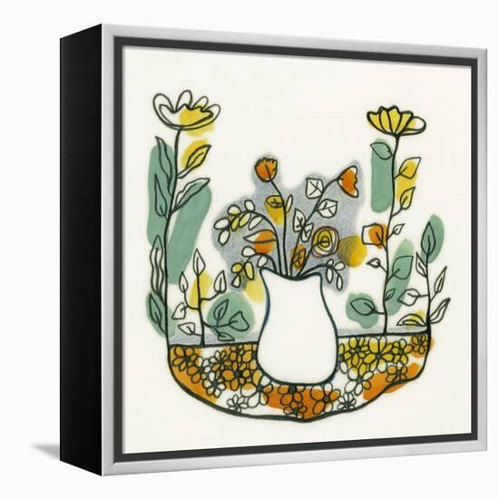 Illustration of Flowers in Vase on Flowerbed-Marie Bertrand-Framed Premier Image Canvas