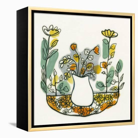 Illustration of Flowers in Vase on Flowerbed-Marie Bertrand-Framed Premier Image Canvas