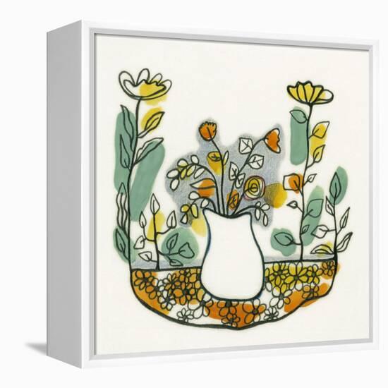 Illustration of Flowers in Vase on Flowerbed-Marie Bertrand-Framed Premier Image Canvas