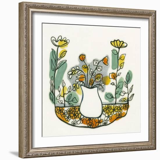 Illustration of Flowers in Vase on Flowerbed-Marie Bertrand-Framed Giclee Print